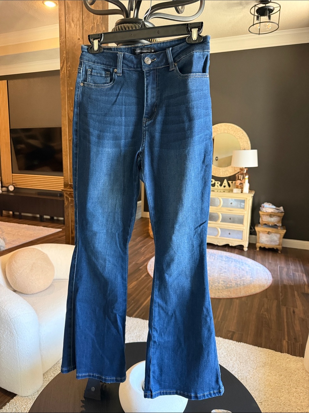 High-Rise Dark Blue Flare Jeans for Women